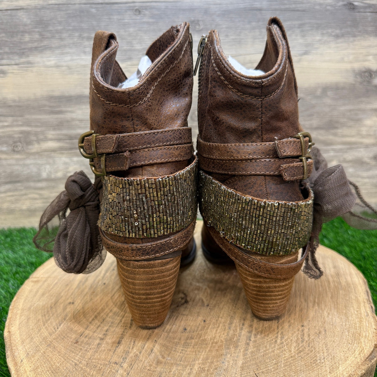 Not Rated Women - Size 8 - Brown Faux Suede Zipper Ankle Boots Style 52251