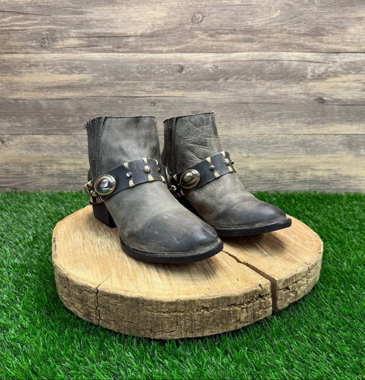 Circle G Women - Size 7 - Charcoal Black Harness Ankle Boots 05064