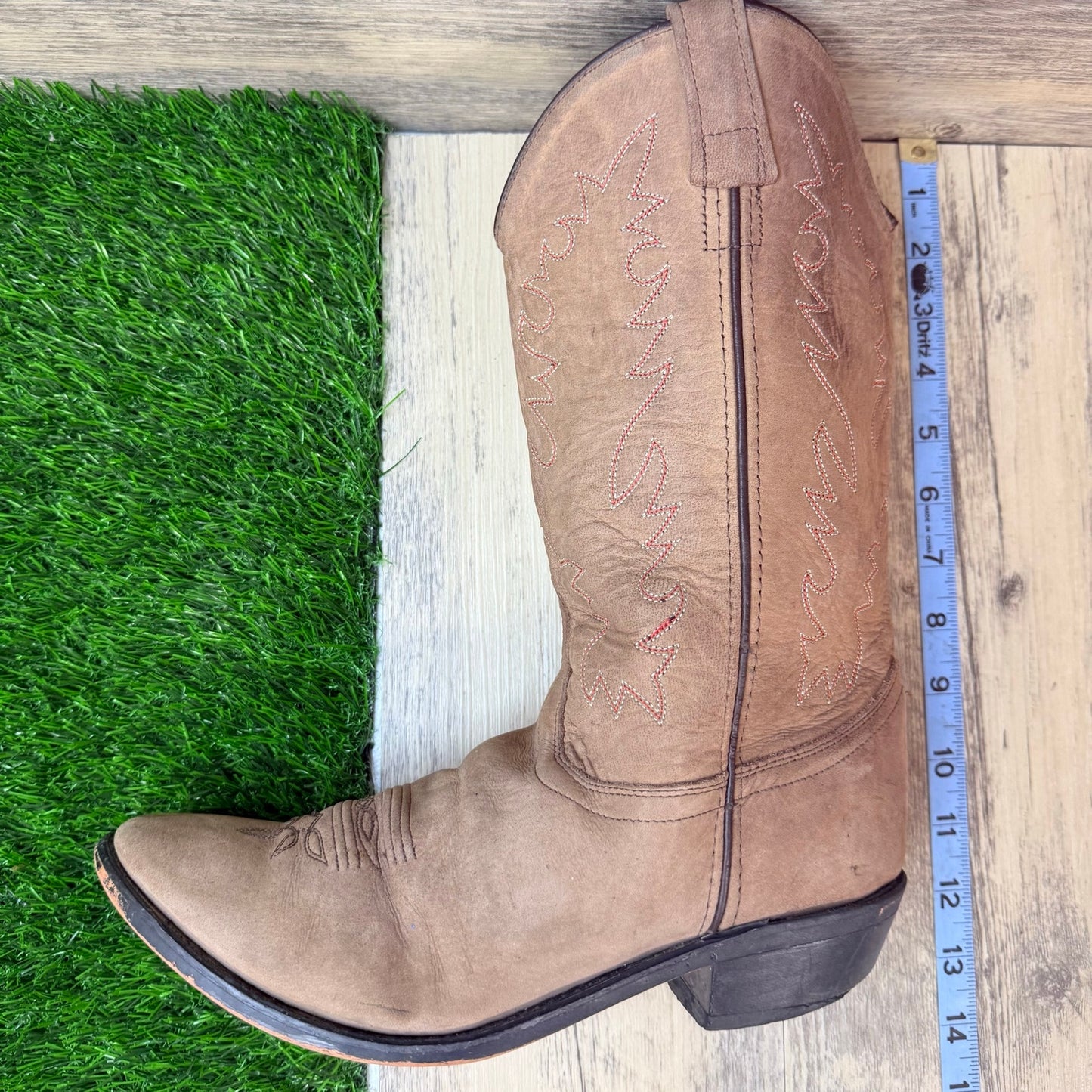 Old West Women - Size 9 - Tan Suede Western Cowboy Boots SCL7014