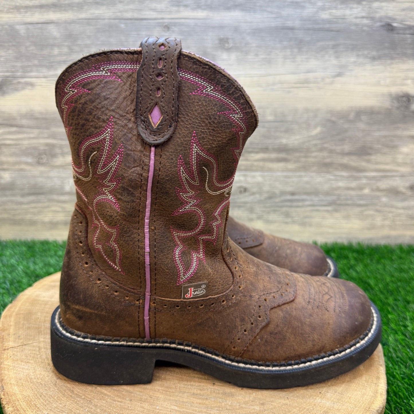 Justin Gypsy Women - Size 7.5B - Brown/Pink Cowboy Boots Style L9903