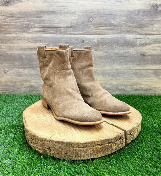 Nine West Women - Size 8M - Tan Suede Ankle Zipper Boots NW Jareth
