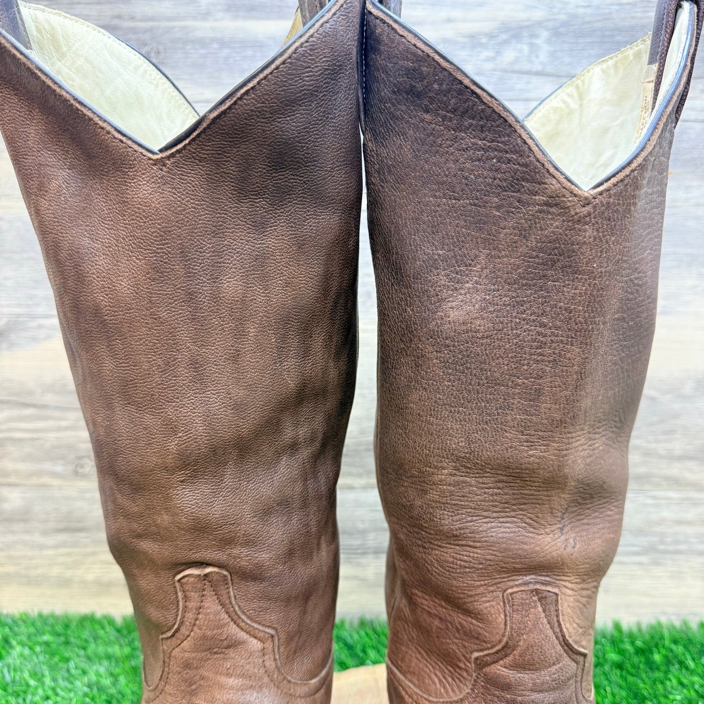 Larry Mahan Men - Size 10.5D - Vintage Brown Soft Leather Cowboy Boots LMM111