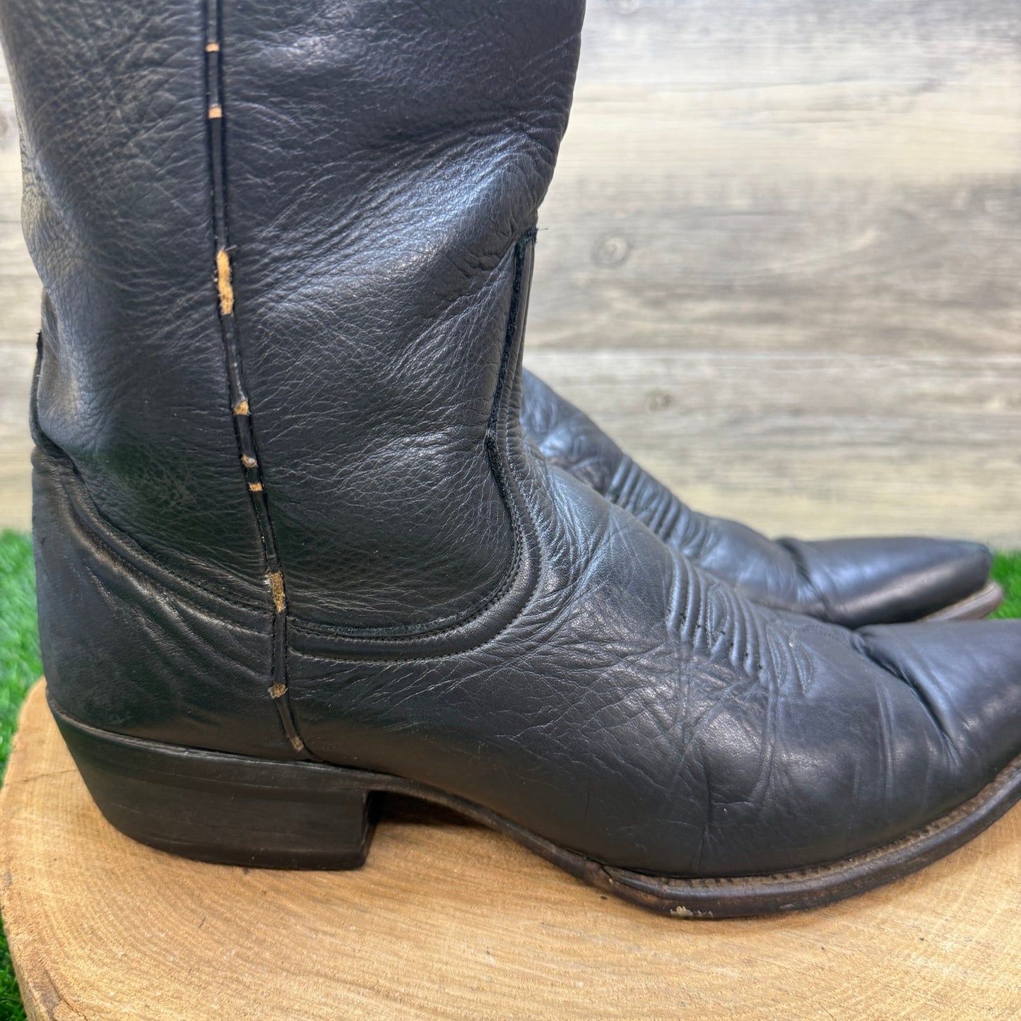 Zodiac Men - Size 9 - Vintage Black Snip Toe Western Cowboy Boots Style E221