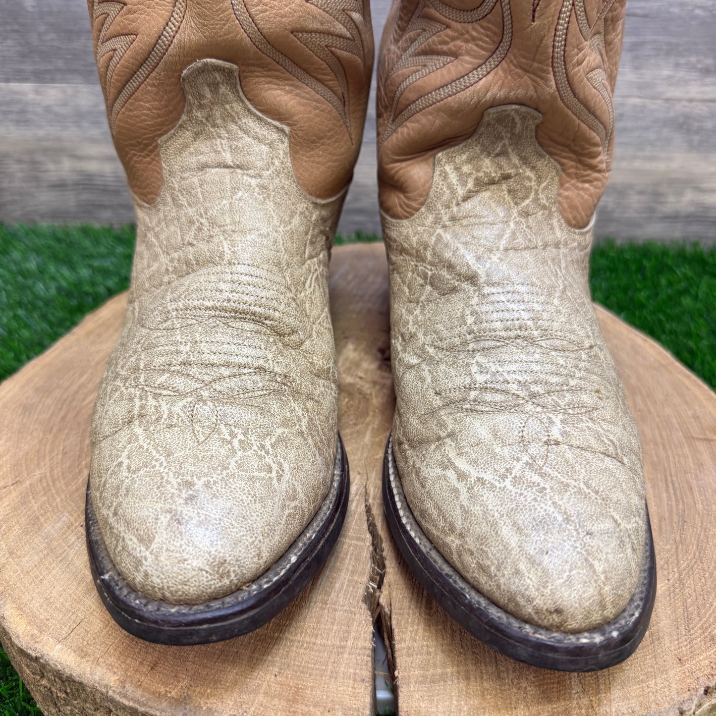 Acme Royal Men - Size 10D - Vintage Beige/Tan Exotic Cowboy Boots Style 6302