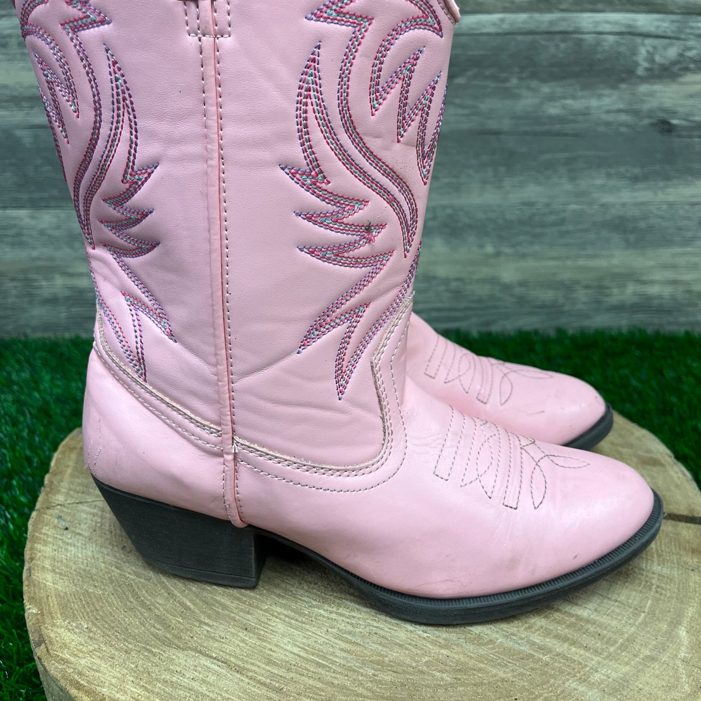 Austin Trading Co. Youth - Size 4 - Pink Faux Leather Cowboy Boots Style 1145