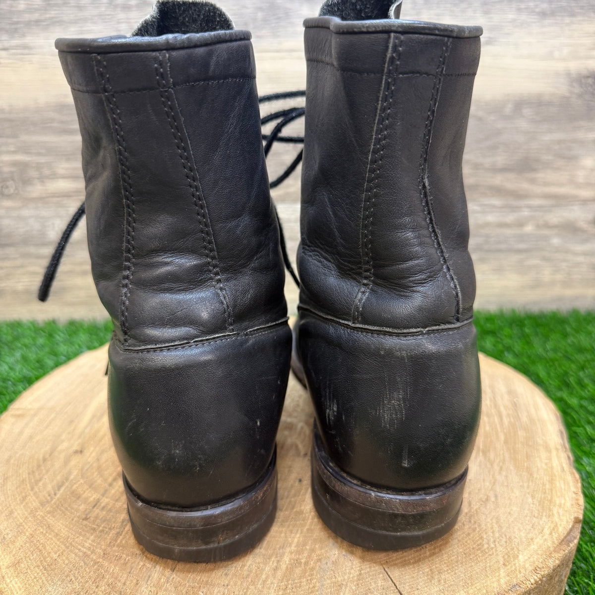 Justin Men - Size 8D - Vintage Black Soft Leather Lace Up Cowboy Boots 620