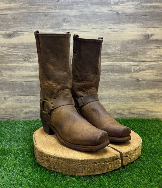 Frye Women - Size 10M - Brown Harness Square Toe Moto Boots Style 77300-3