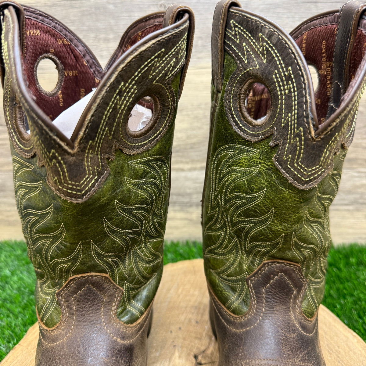 Durango Youth - Size 5M - Brown/Green Square Toe Cowboy Boots Style DBT0215Y