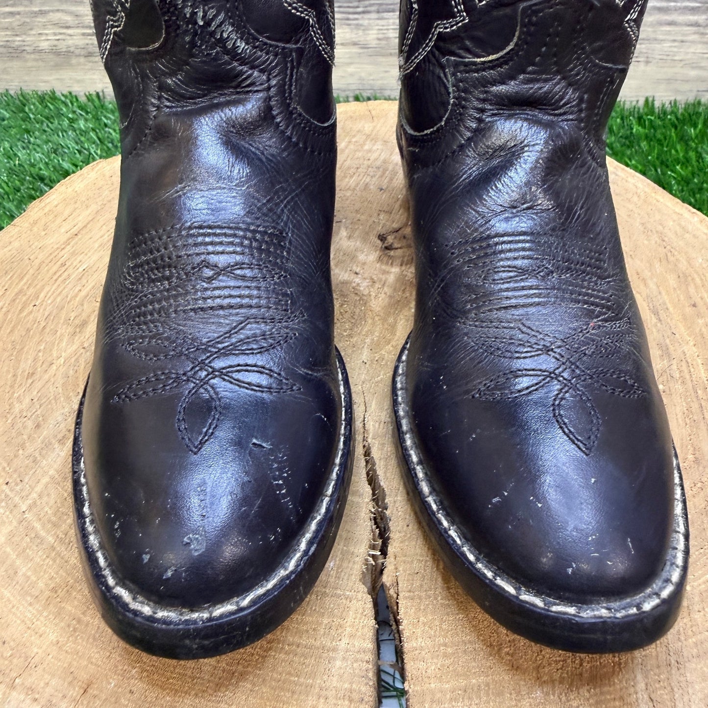Justin Youth - Size 1.5D - Black Western Cowboy Boots Style 6001Y
