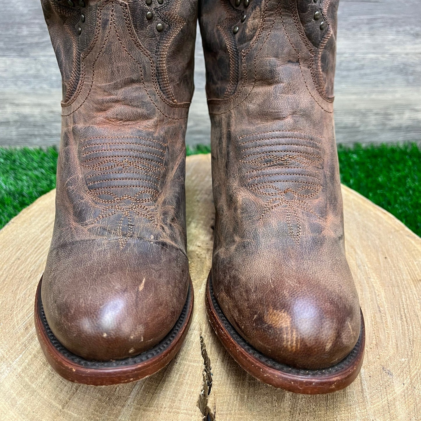 Dan Post Women - Size 9M - Brown Studded Cowboy Boots Style DP3516