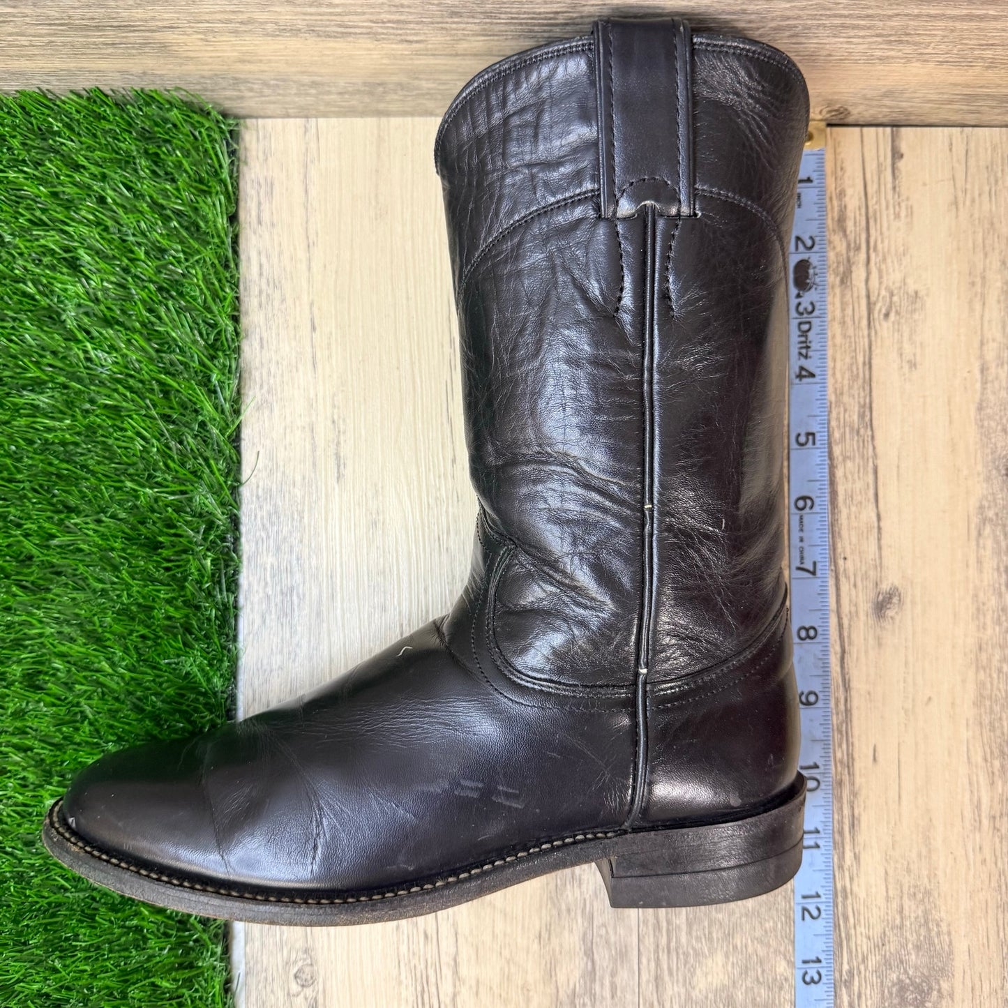 Justin Women - Size 5.5B - Vintage Black Roper Western Cowboy Boots L3703
