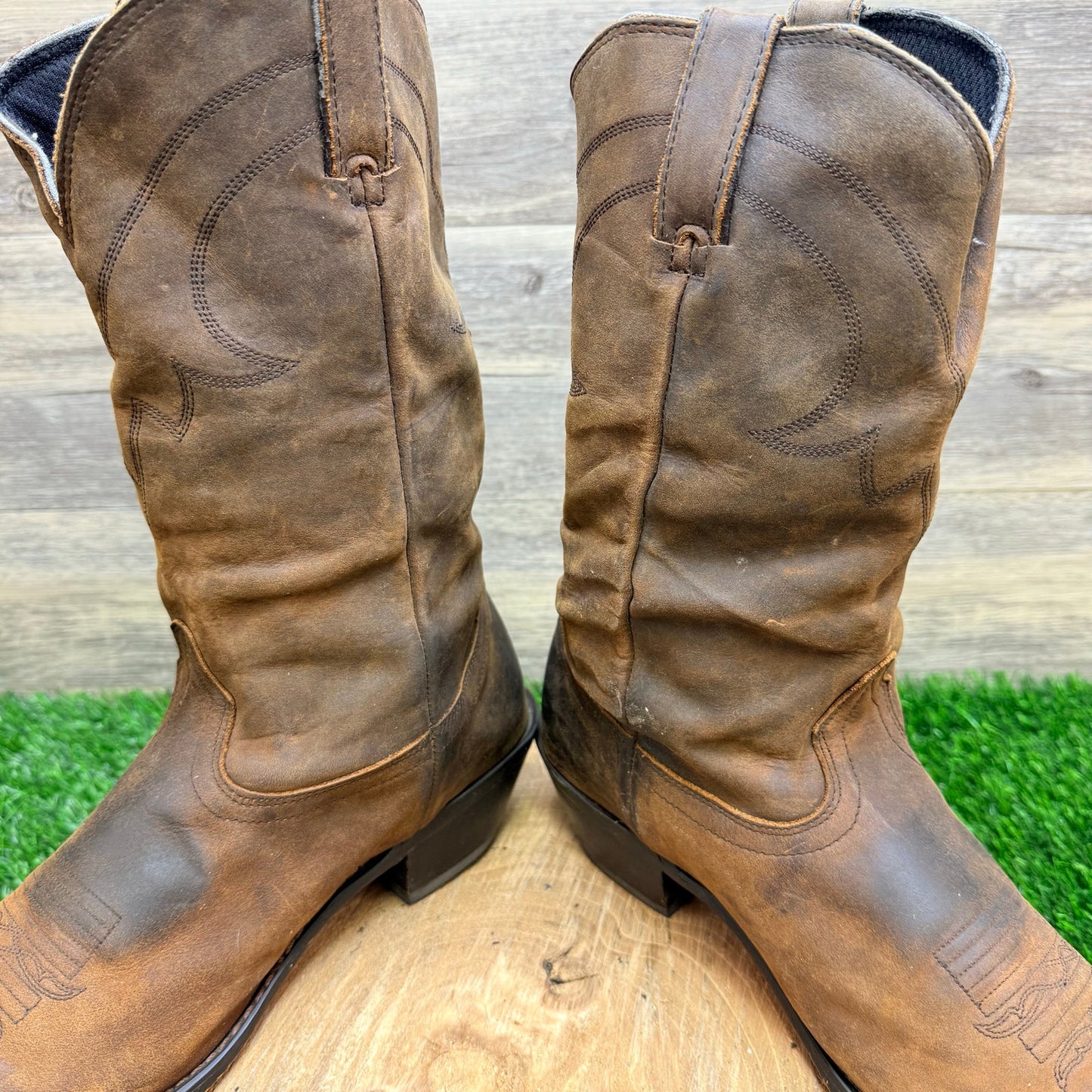 Road Wolf Women - Size 10M - Brown Cowboy Boots with Toe Plate 2232