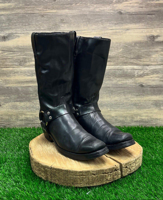 Santa Fe Boot Company Men - Size 10M - Black Harness Square Toe Moto Boots