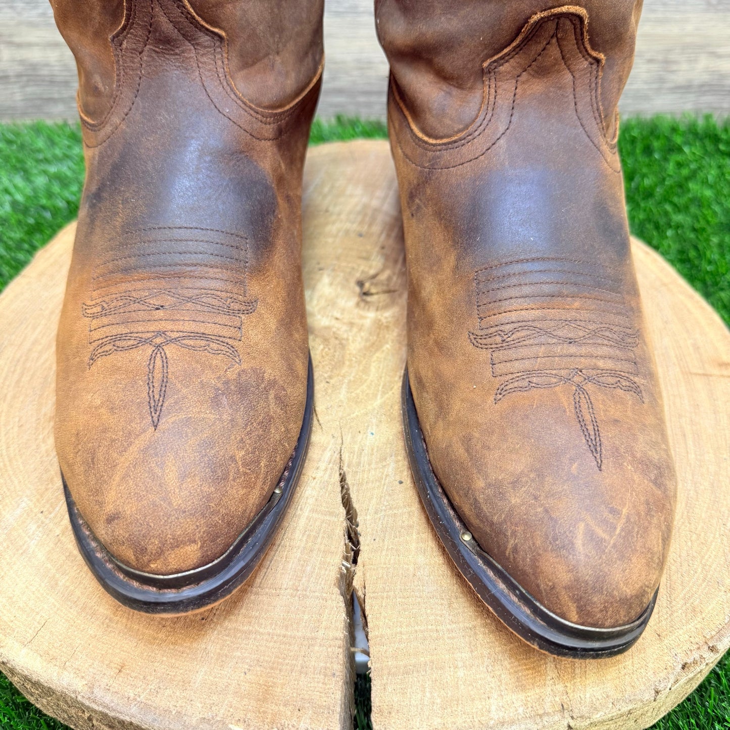 Road Wolf Women - Size 10M - Brown Cowboy Boots with Toe Plate 2232