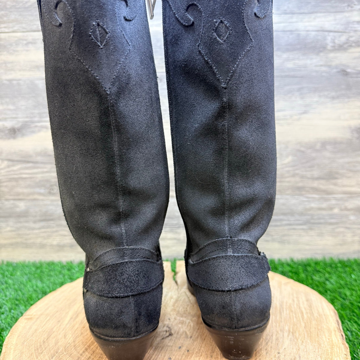 Reba Women - Size 6.5M - Black Tonal Embroidery Western Cowboy Boots Lance