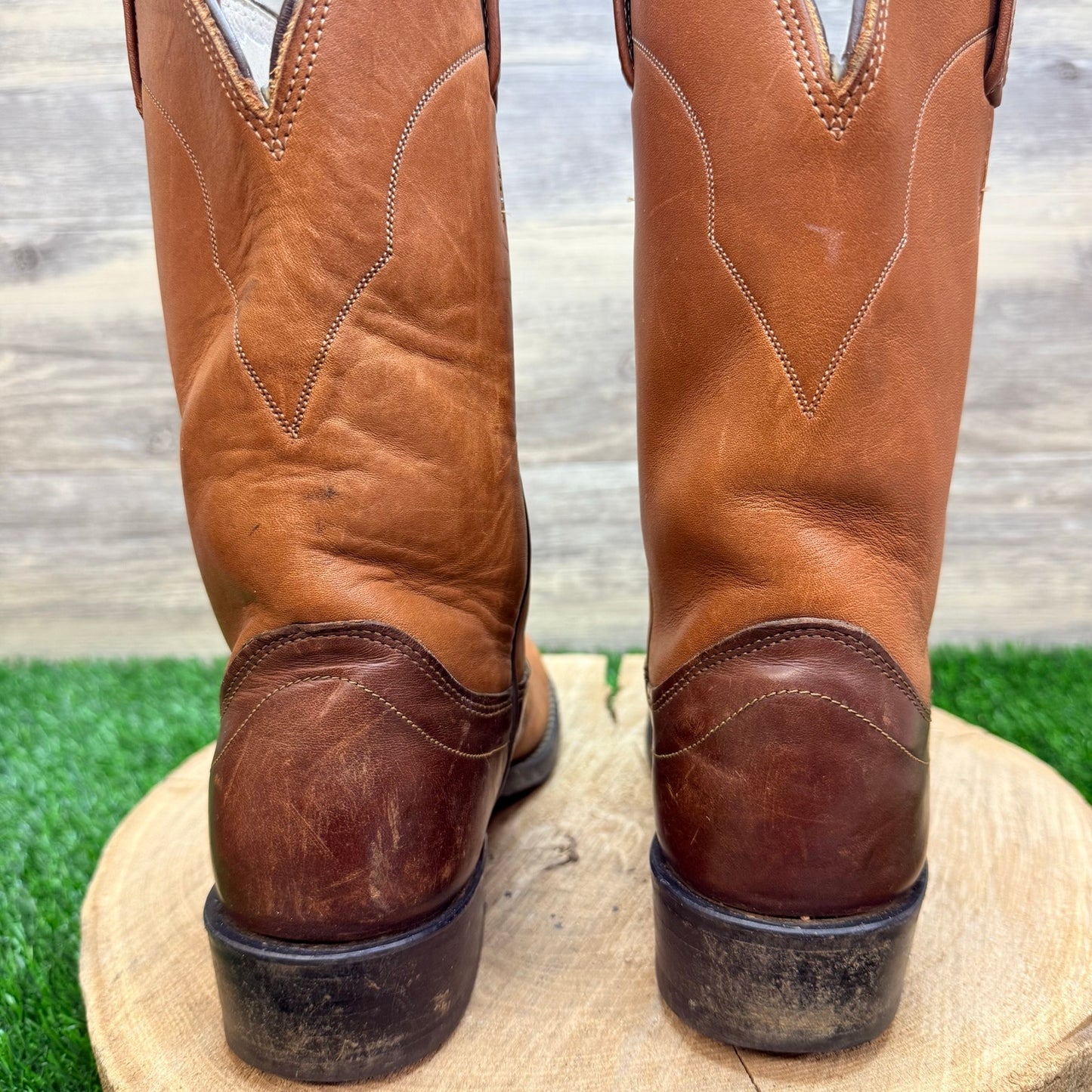 Olathe Women - Size 5.5B - Vintage Two Tone Brown Western Cowboy Boots 6725