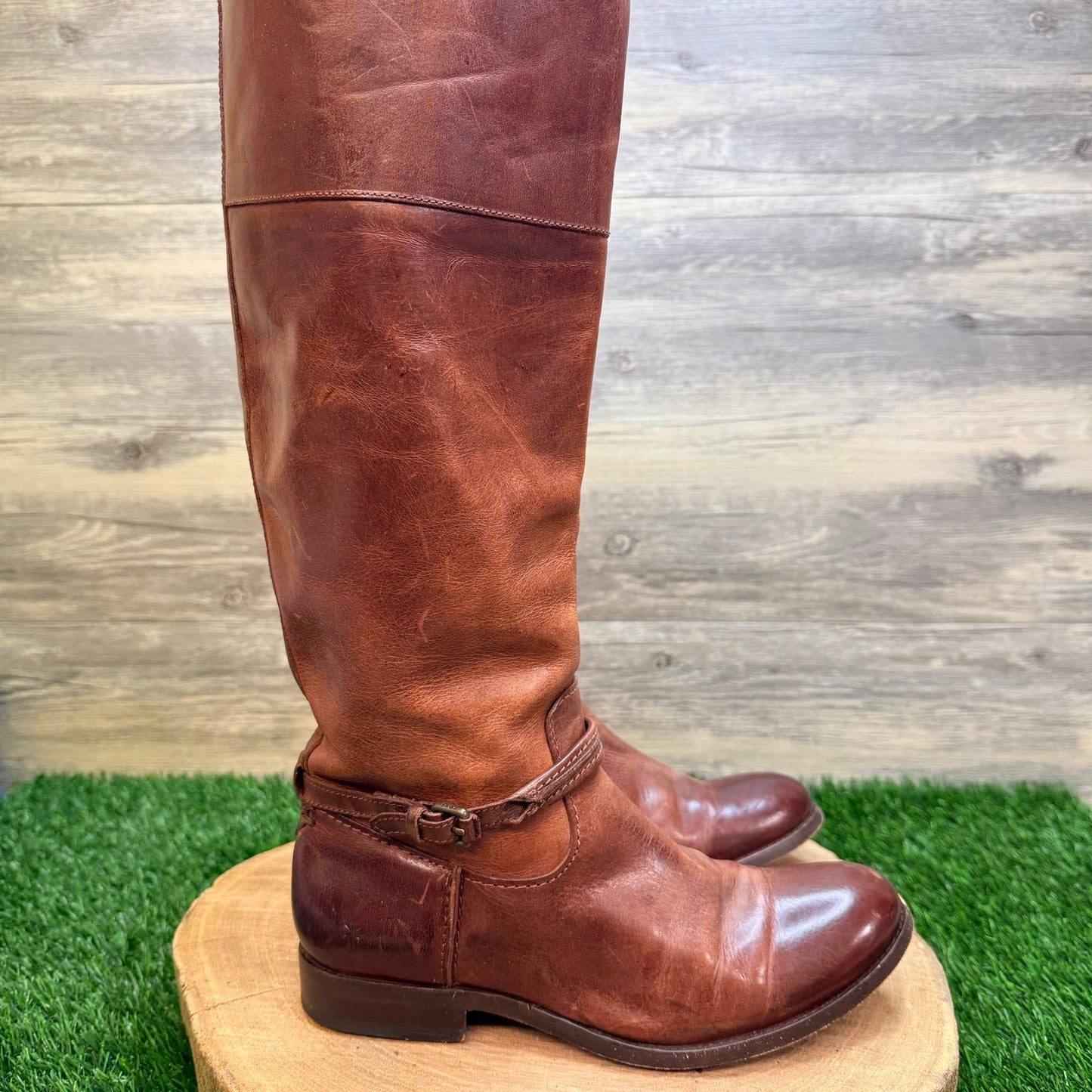 Frye Women - Size 6.5B - Brown Riding Buckle Tall Shaft Boots 3475446