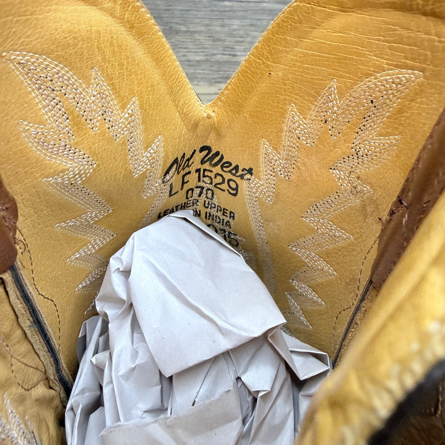Old West Women - Size 7 - Tan Flame Snip Toe Western Cowboy Boots LF1529