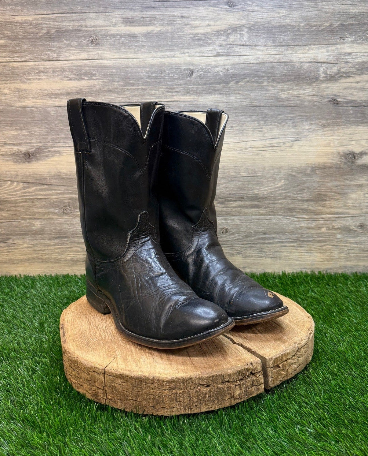 Laredo Men - Size 9.5EE - Vintage Black Roper Western Cowboy Boots Style 7902