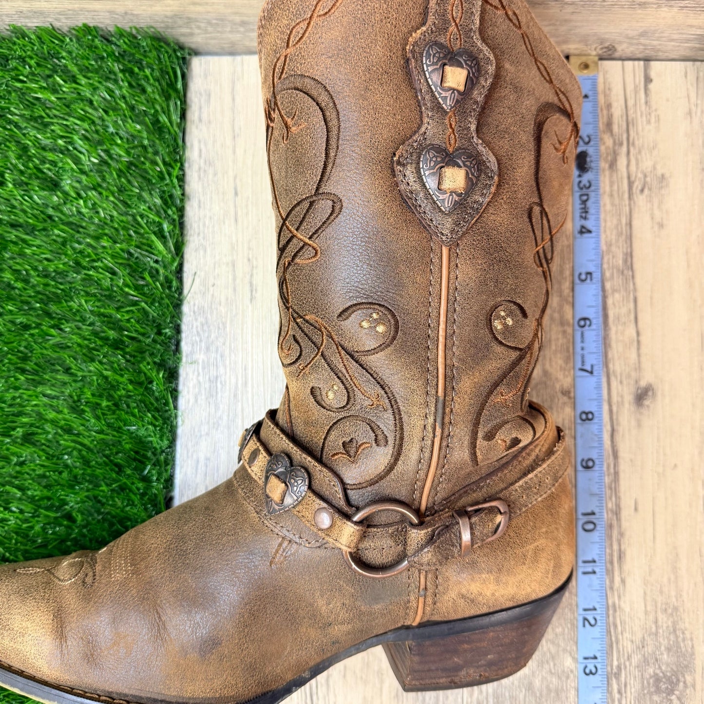 Durango Women - Size 10M - Brown Concho Snip Toe Crush Cowboy Boots RD4155