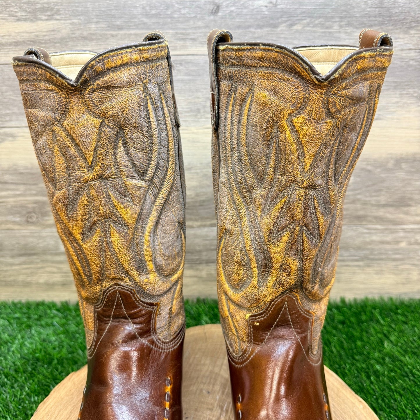 Unknown Men - Size 10D - Vintage Brown Whipstitch Cowboy Boots