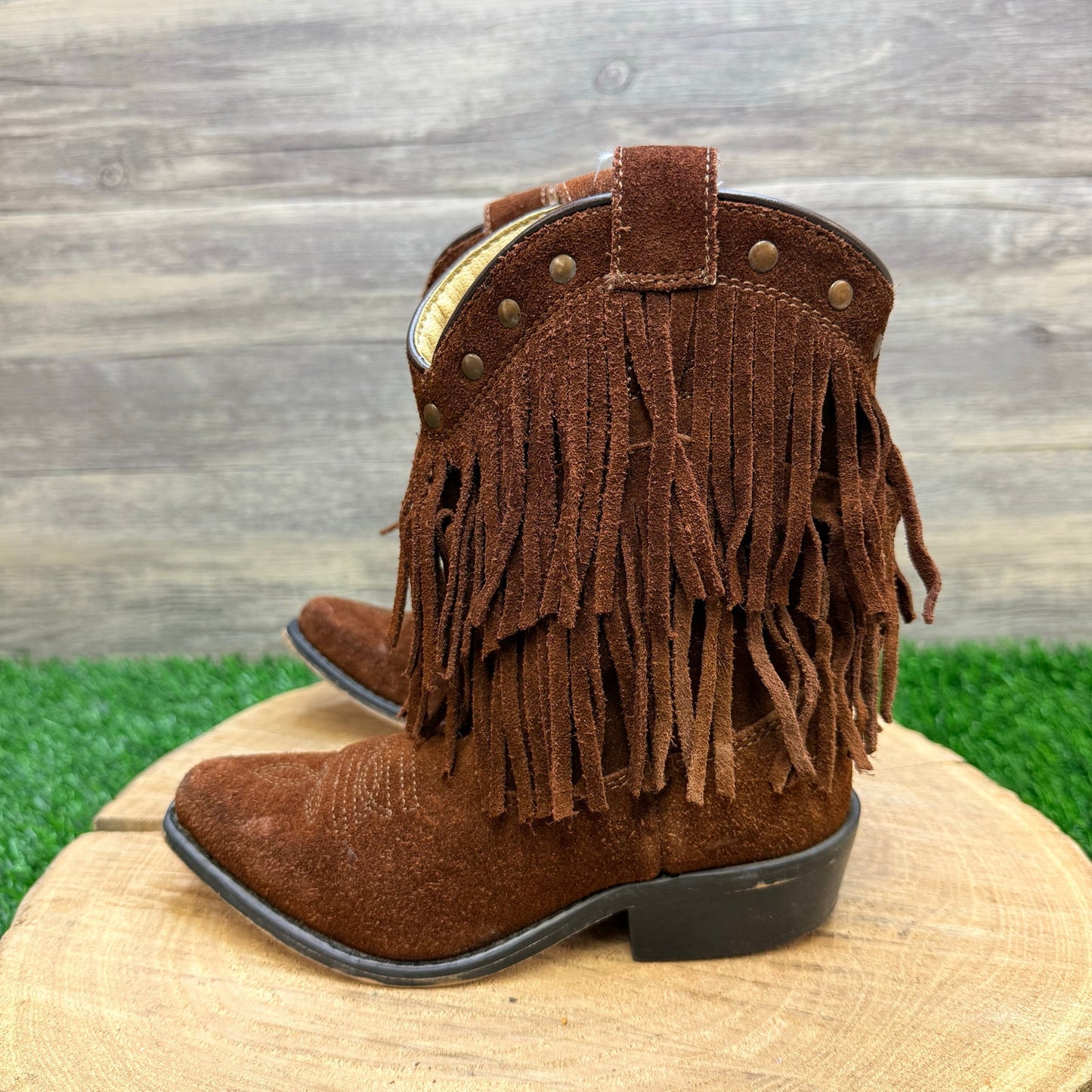 Shyanne Youth - Size 12D - Brown Fringe Cowboy Boots 43514