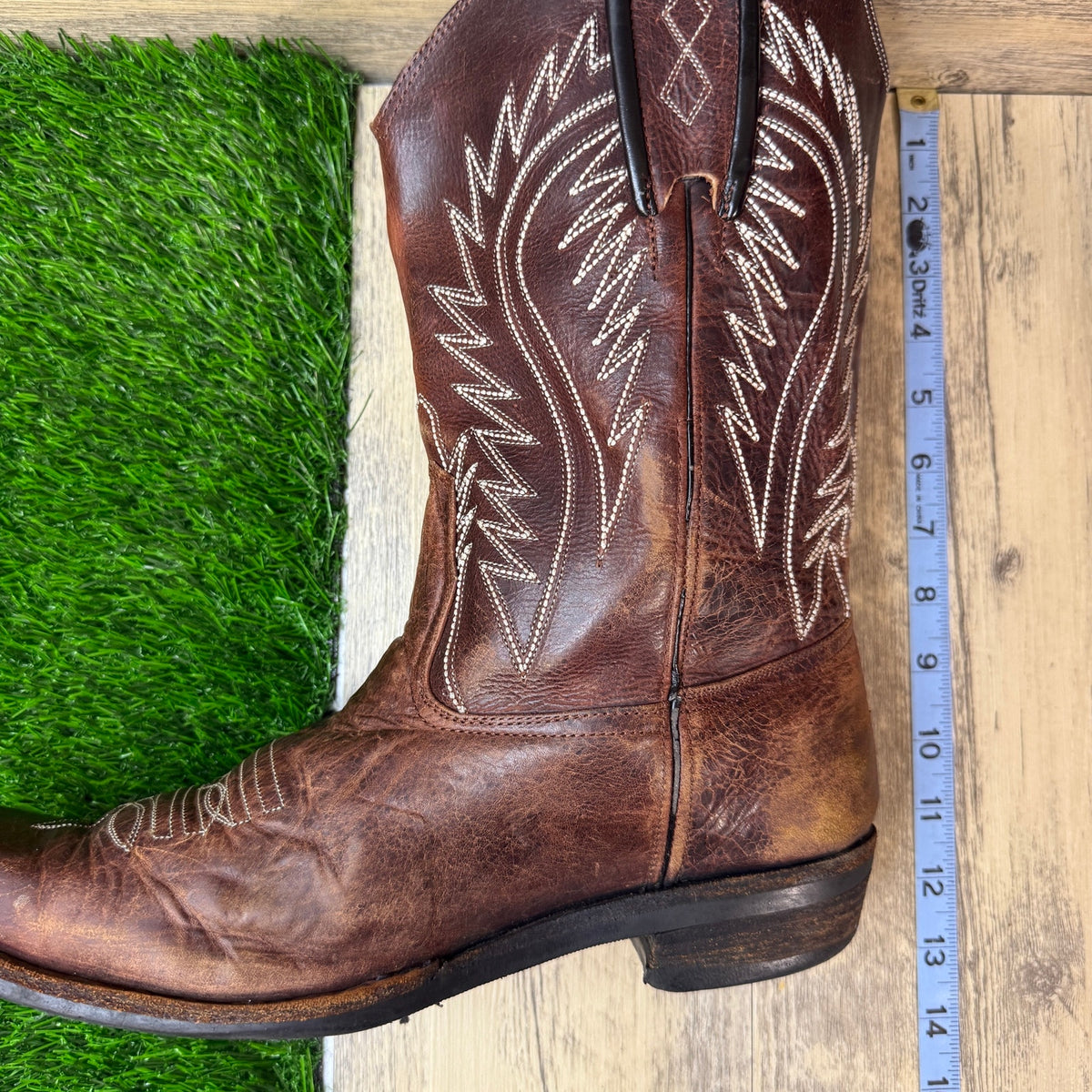 Unknown Men - Size 10.5 - Brown Leather Handmade Snip Toe Cowboy Boots WC