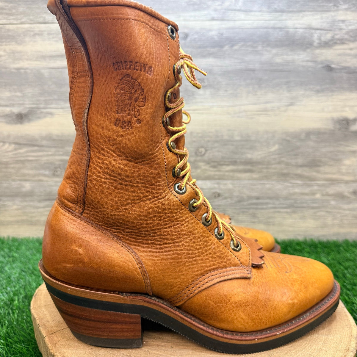 Chippewa Men - Size 9D - Vintage Cognac 1997 Packer Lace Up Boots 75364