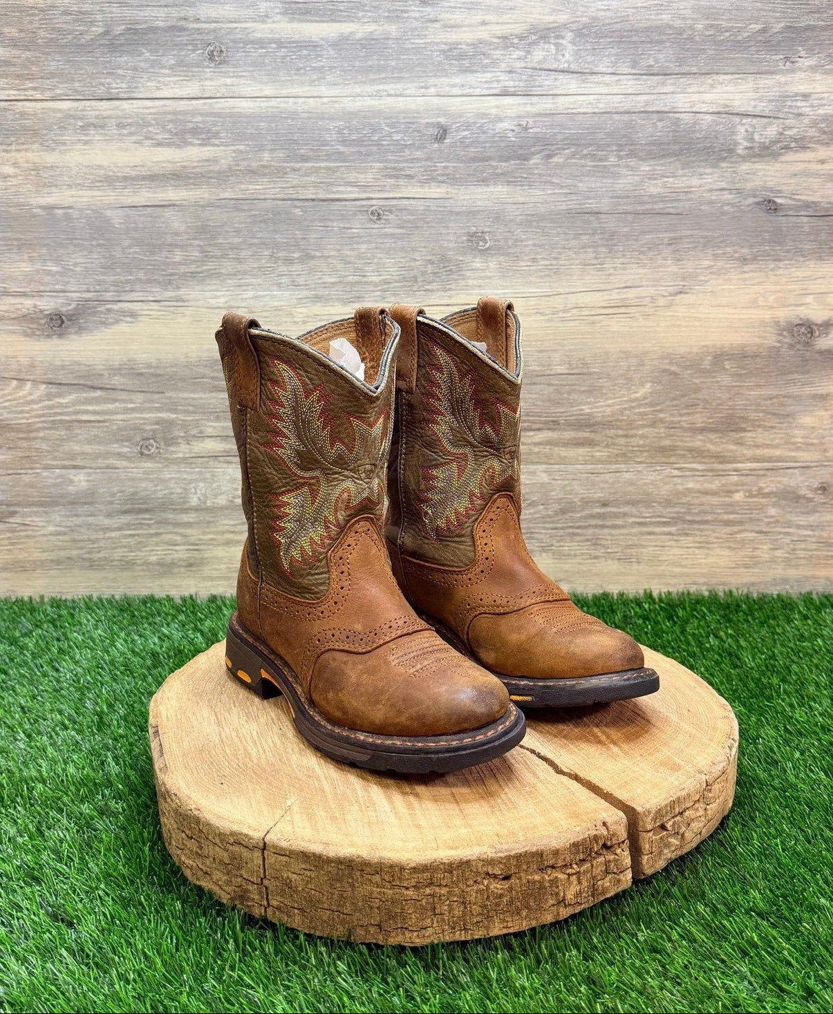 Ariat Youth - Size 1.5 - Brown / Green Cowboy Boots 10007836