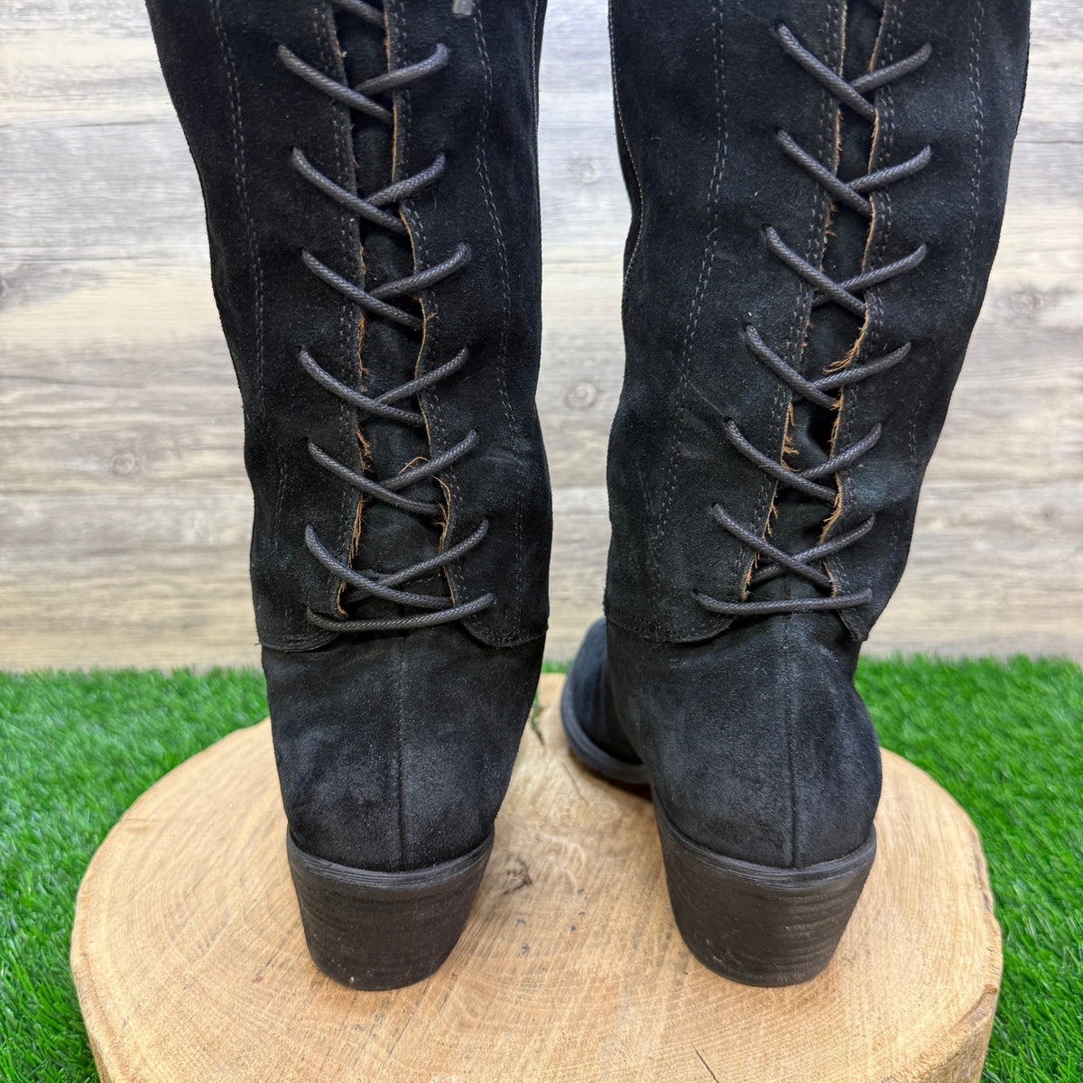 Sofft Women - Size 9.5M - Black Suede Laced Tall Boots Style 34221