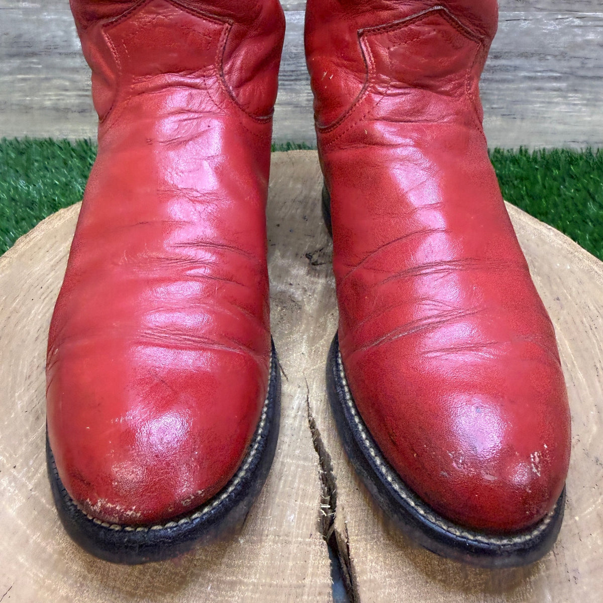 Justin Women - Size 7B - Vintage Red Roper Western Cowboy Boots Style L3055