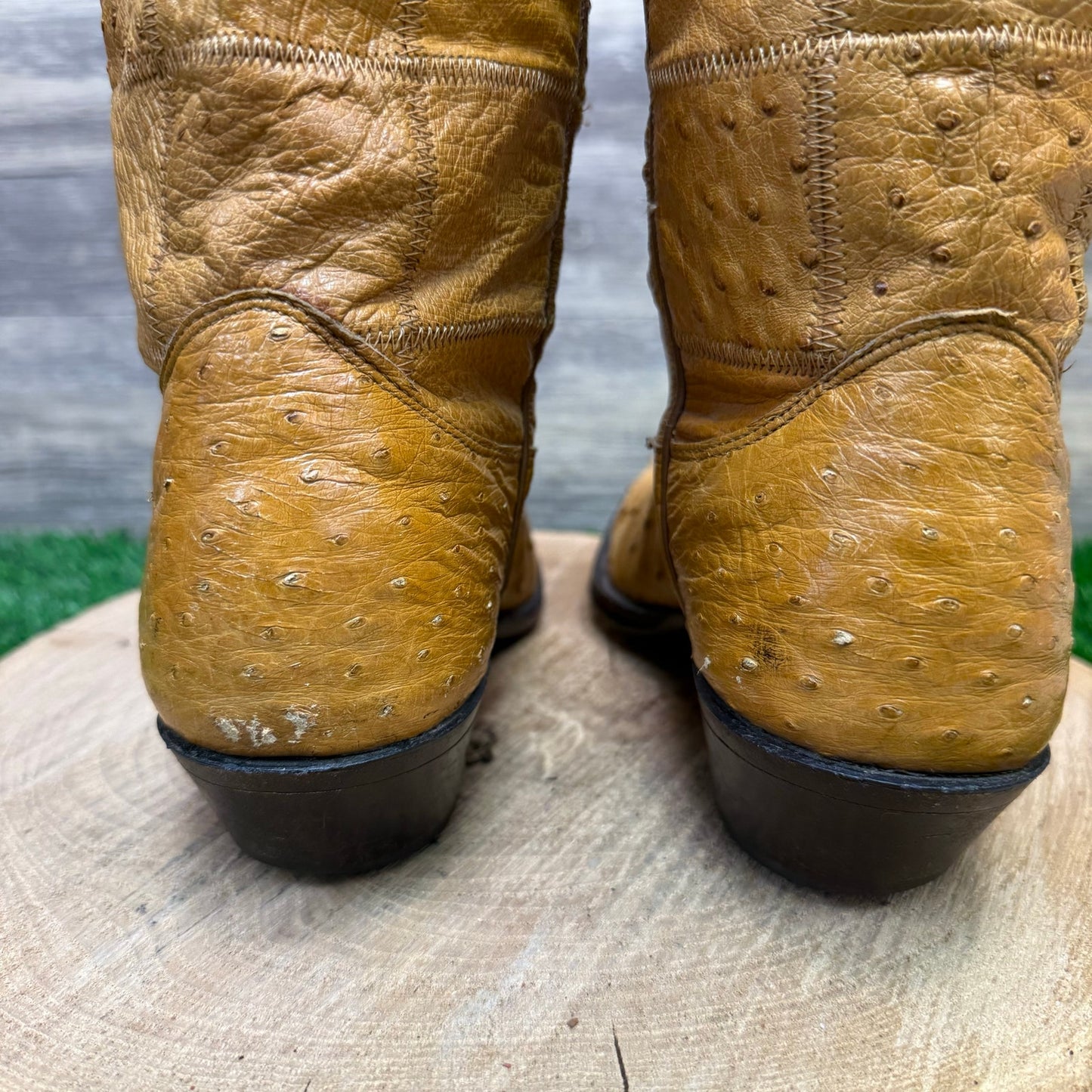 Nocona Women - Size 6.5B - Camel Color Patchwork Ostrich Cowboy Boots 47941