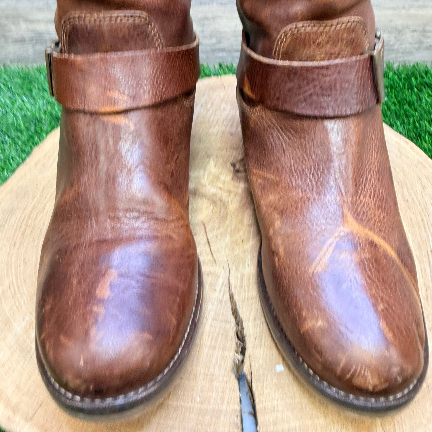 Fabianelli Women - Size 7 / 37 - Brown Harness Zipper Boots C160
