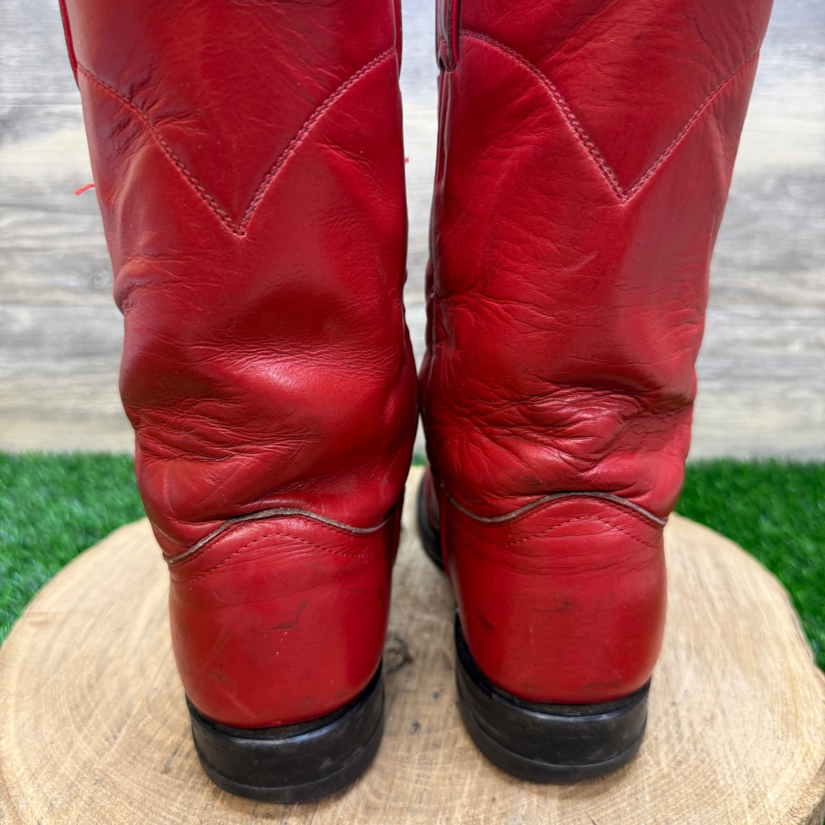 Justin Women - Size 7B - Vintage Red Roper Western Cowboy Boots Style L3055