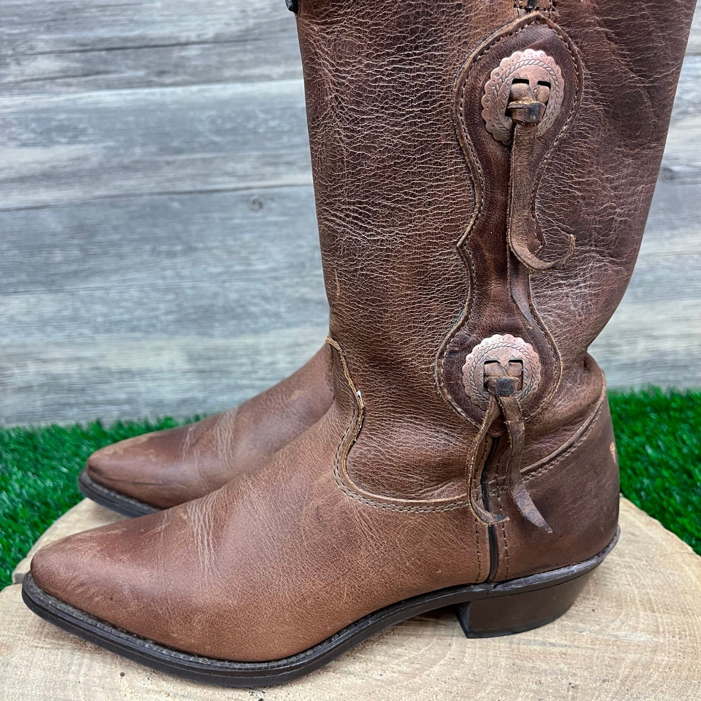 Capezio Women - Size 6.5M - Vintage Brown Fringe Conchos Cowboy Boots 89280