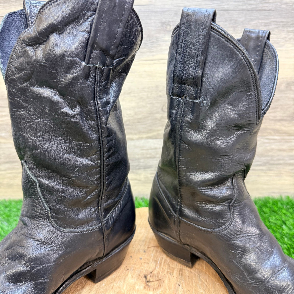 Unknown Youth - Size 3 - Vintage Black Leather Cowboy Boots