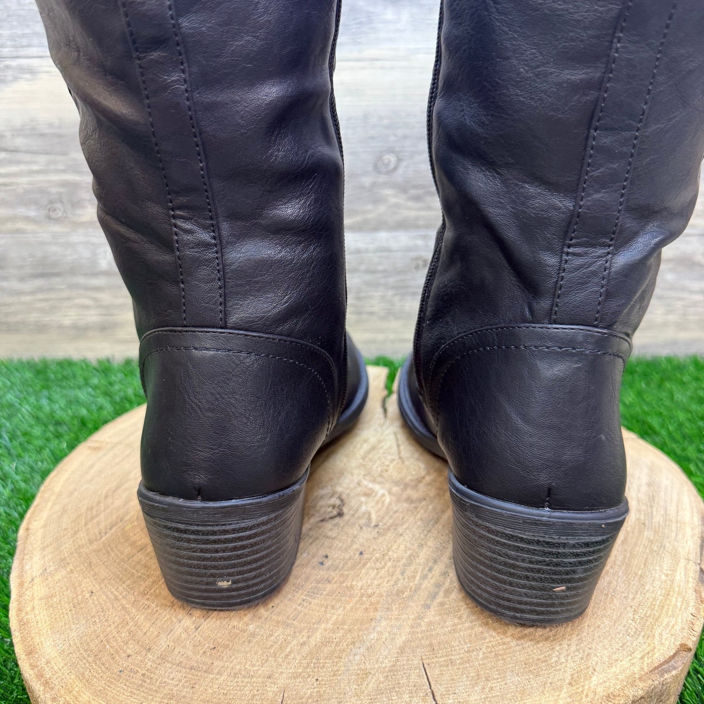 Easy Street Women - Size 9.5M - Black Tall Plus Calf Faux Leather Boots