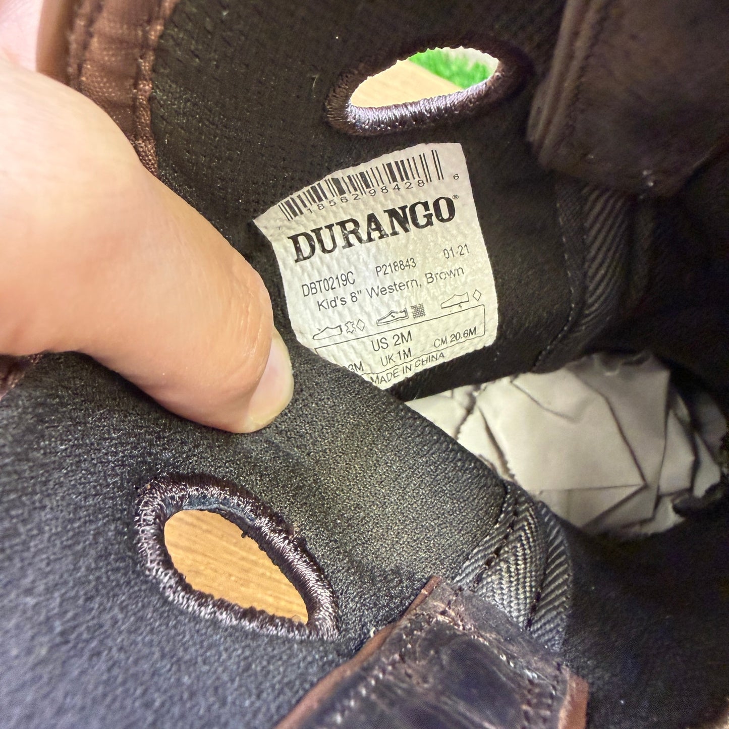 Durango Youth - Size 2M - Brown Square Toe Cowboy Boots Style DBT0219C
