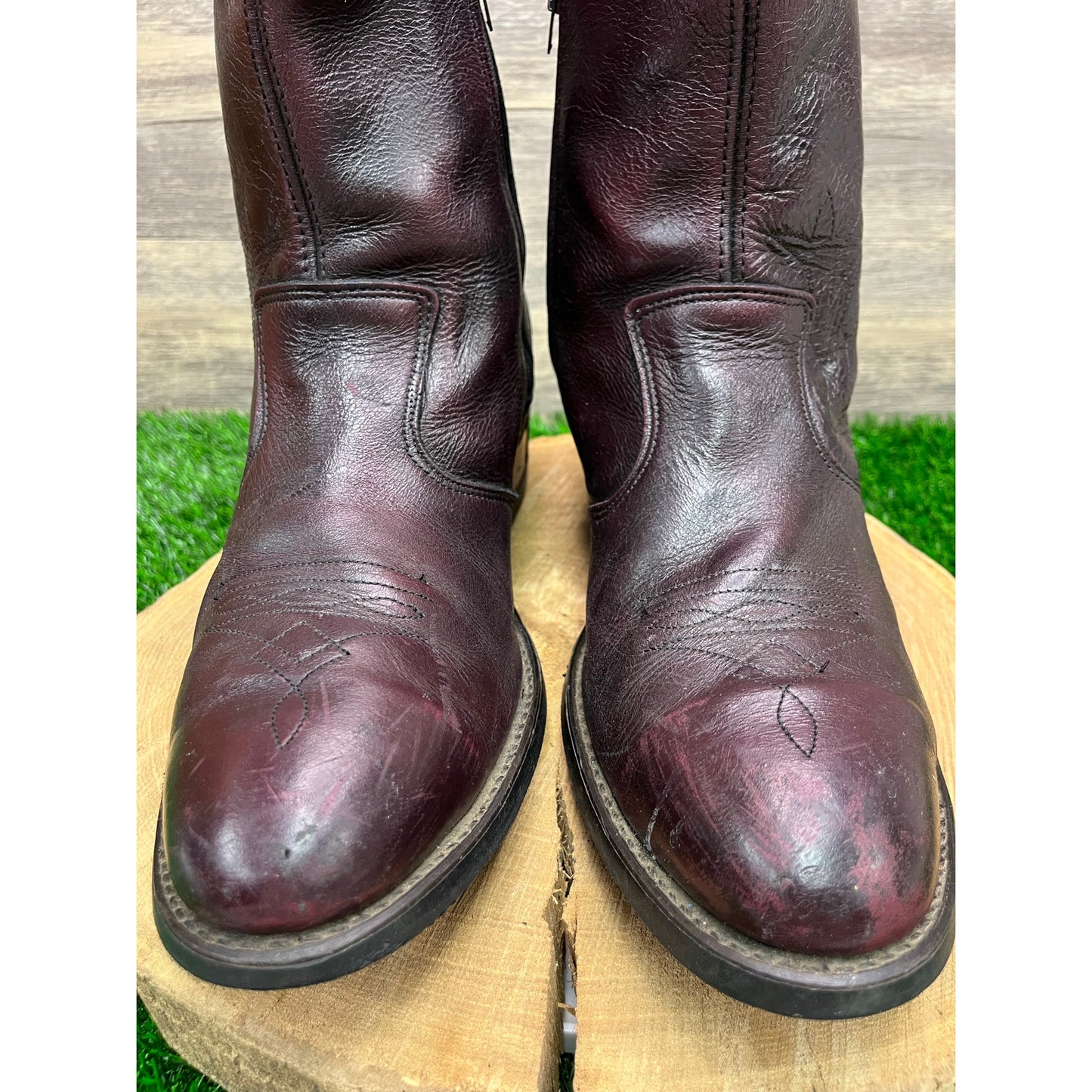 Unknown Men - Size 11.5 - Burgundy Ankle Zipper Steel Toe Boots