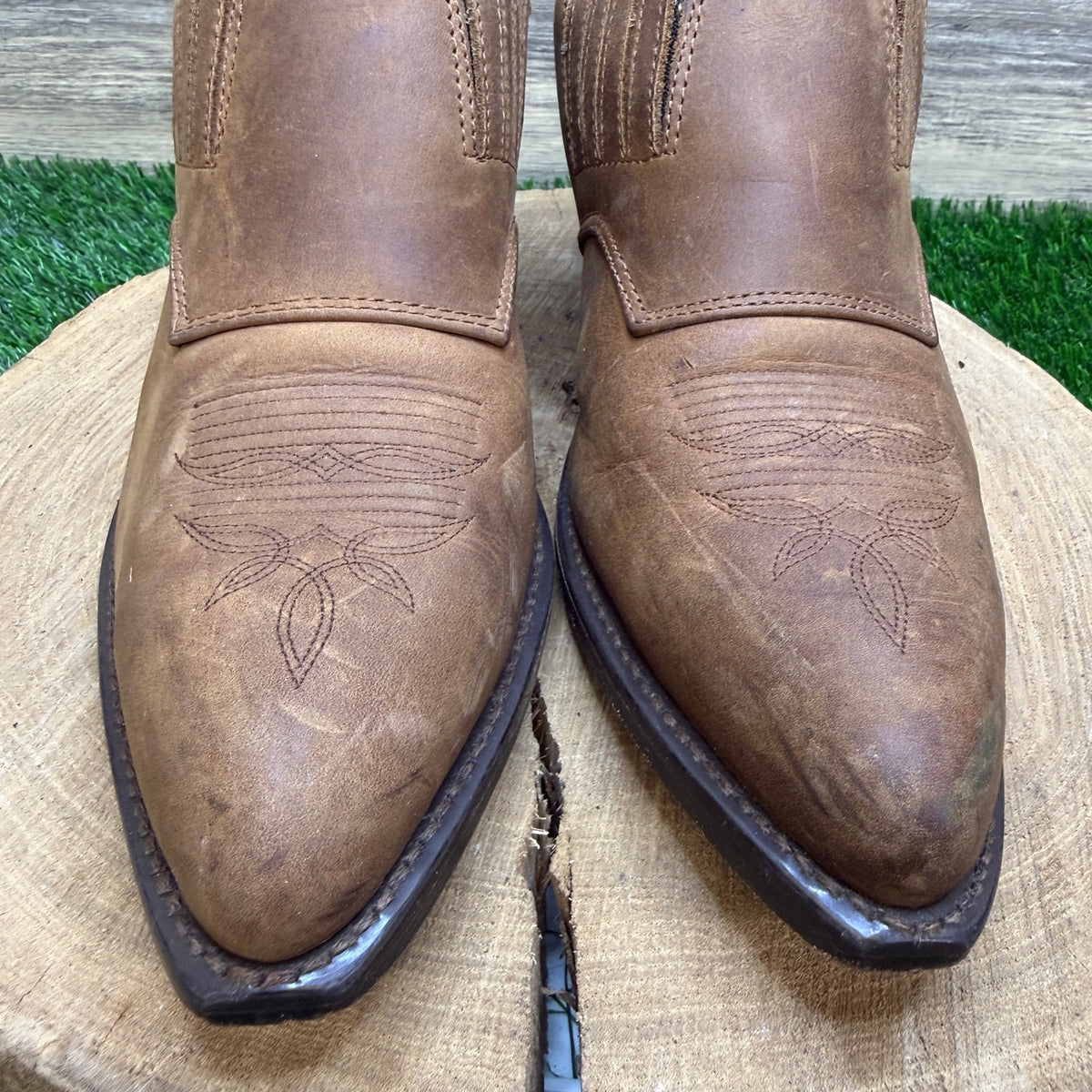 Laredo Men - Size 8.5D - Tan Nubuck Dress Ankle Western Cowboy Boots SP1129