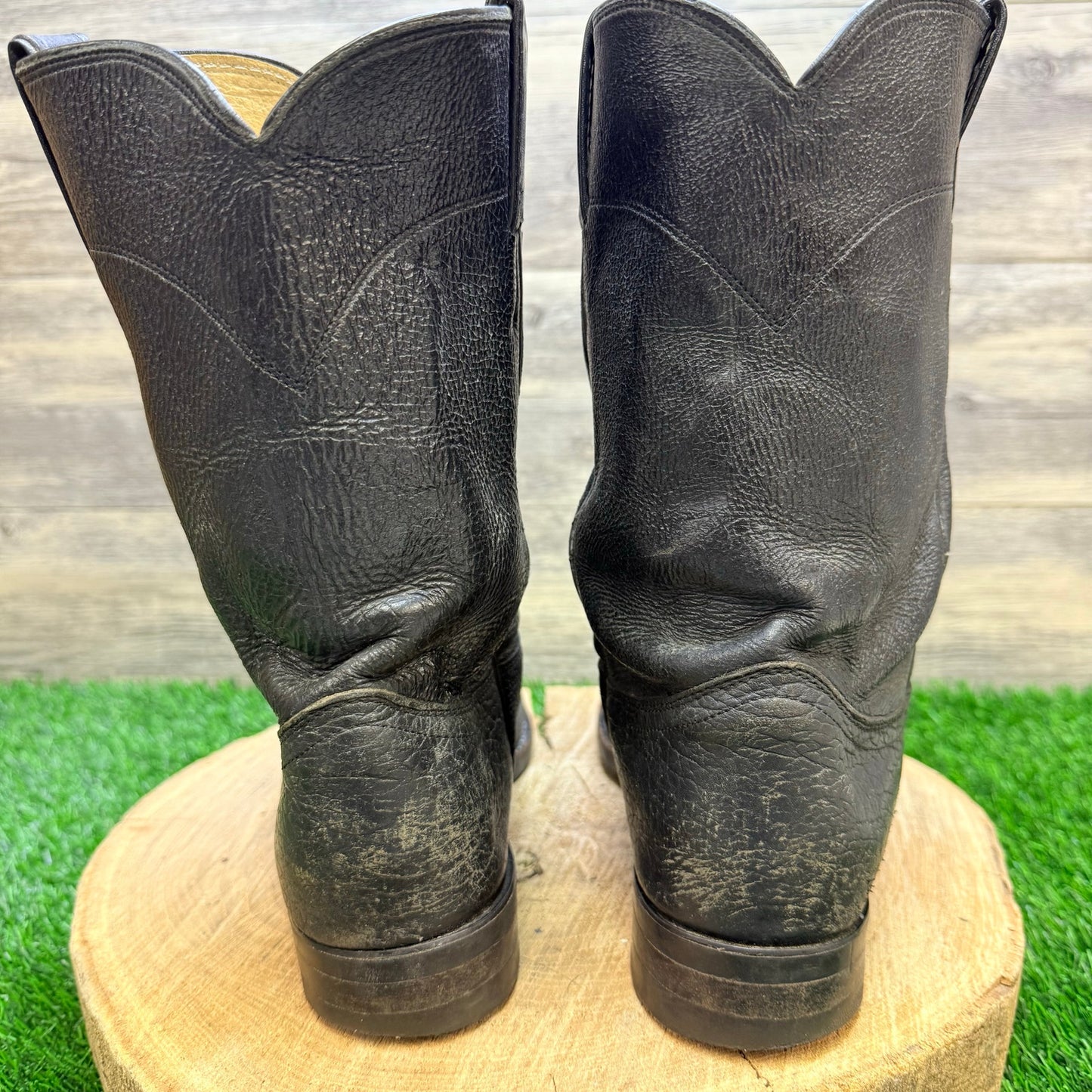 Justin Men - Size 9D - Black Exotic Roper Cowboy Boots USA J40594