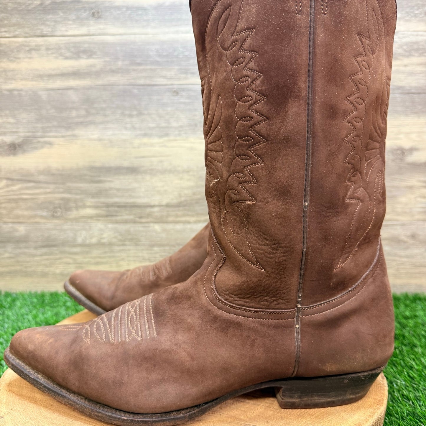Rudel Men - Size 12.5EE - Dark Brown Suede Pointed Cowboy Boots