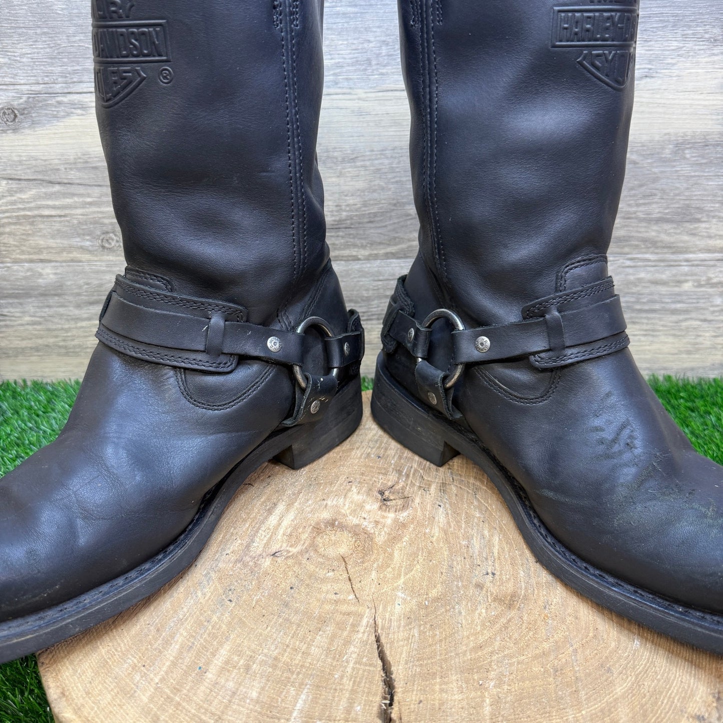 Harley Davidson Men - Size 12M - Black Buckle Moto Boots Style D93315