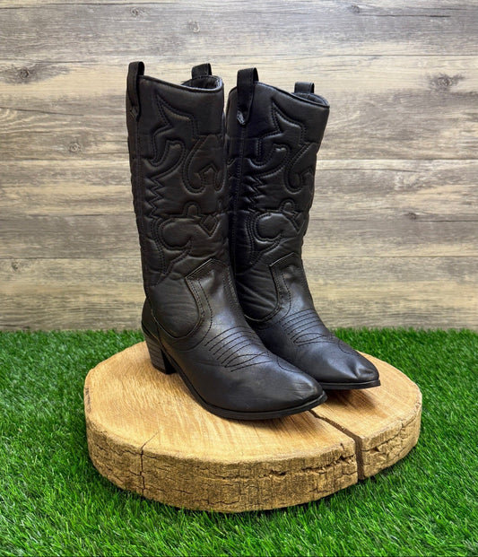 Chase Chloe Women - Size 7 - Black Soft Faux Leather Boots Style Charles-1