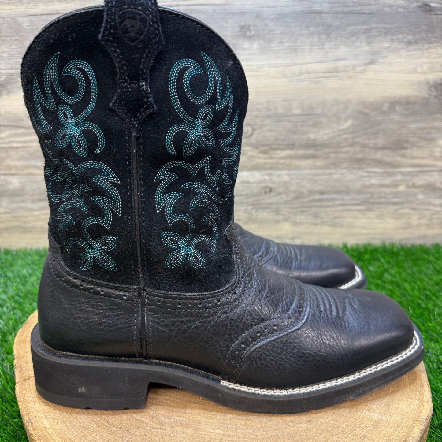 Ariat Fatbaby Women - Size 9B - Black/Blue Square Toe Cowboy Boots 10005912