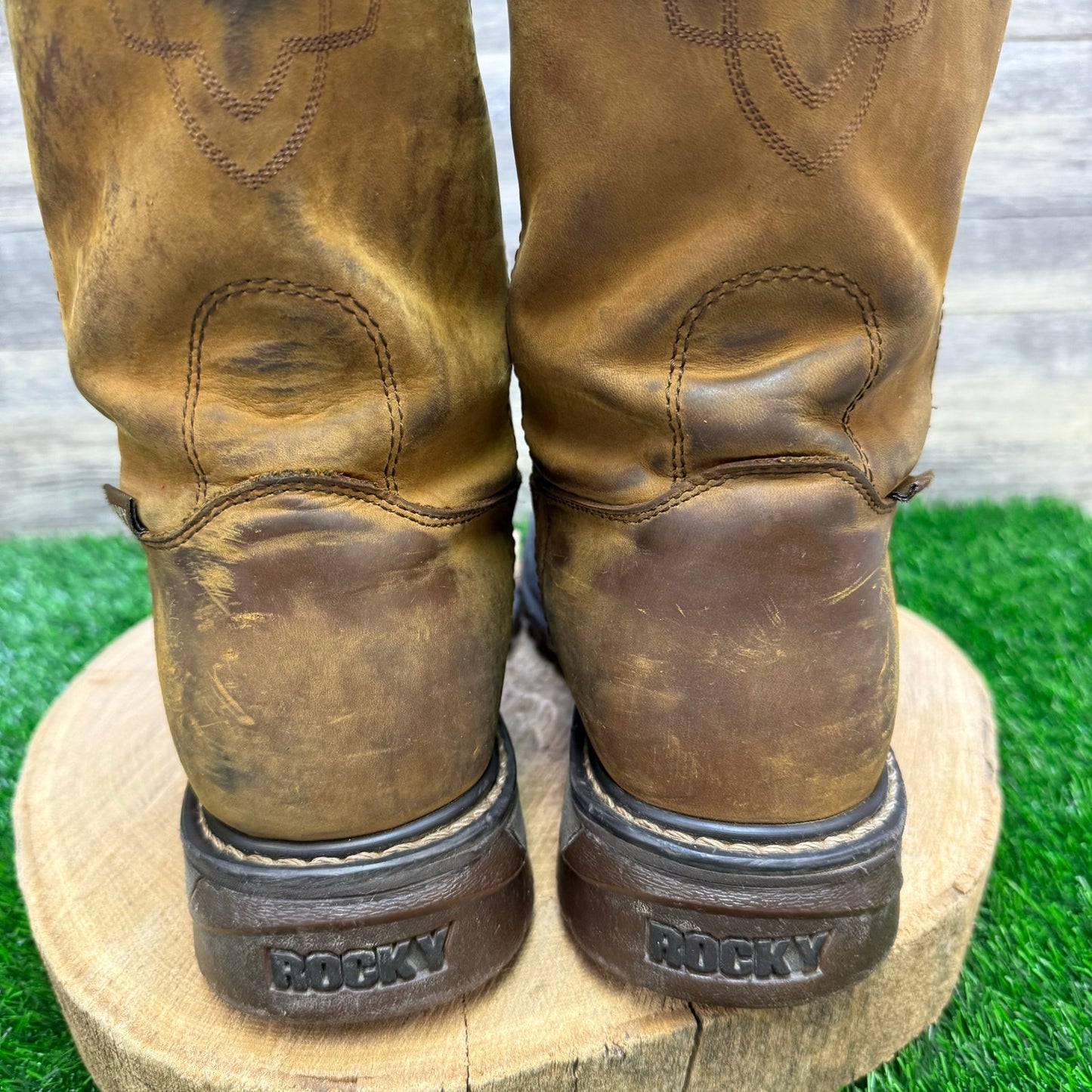 Rocky Men - Size 11.5W - Tan Pull Up Cowboy Boots Style 106