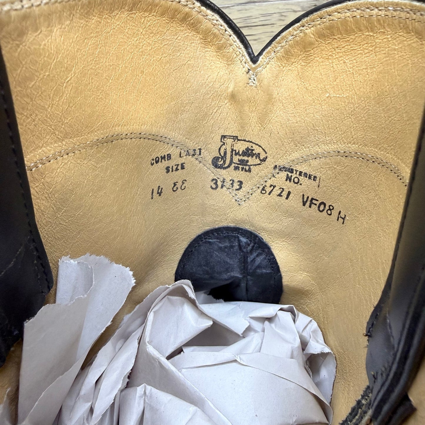 Justin Women - Size 14EE - Black Roper Western Cowboy Boots 3133
