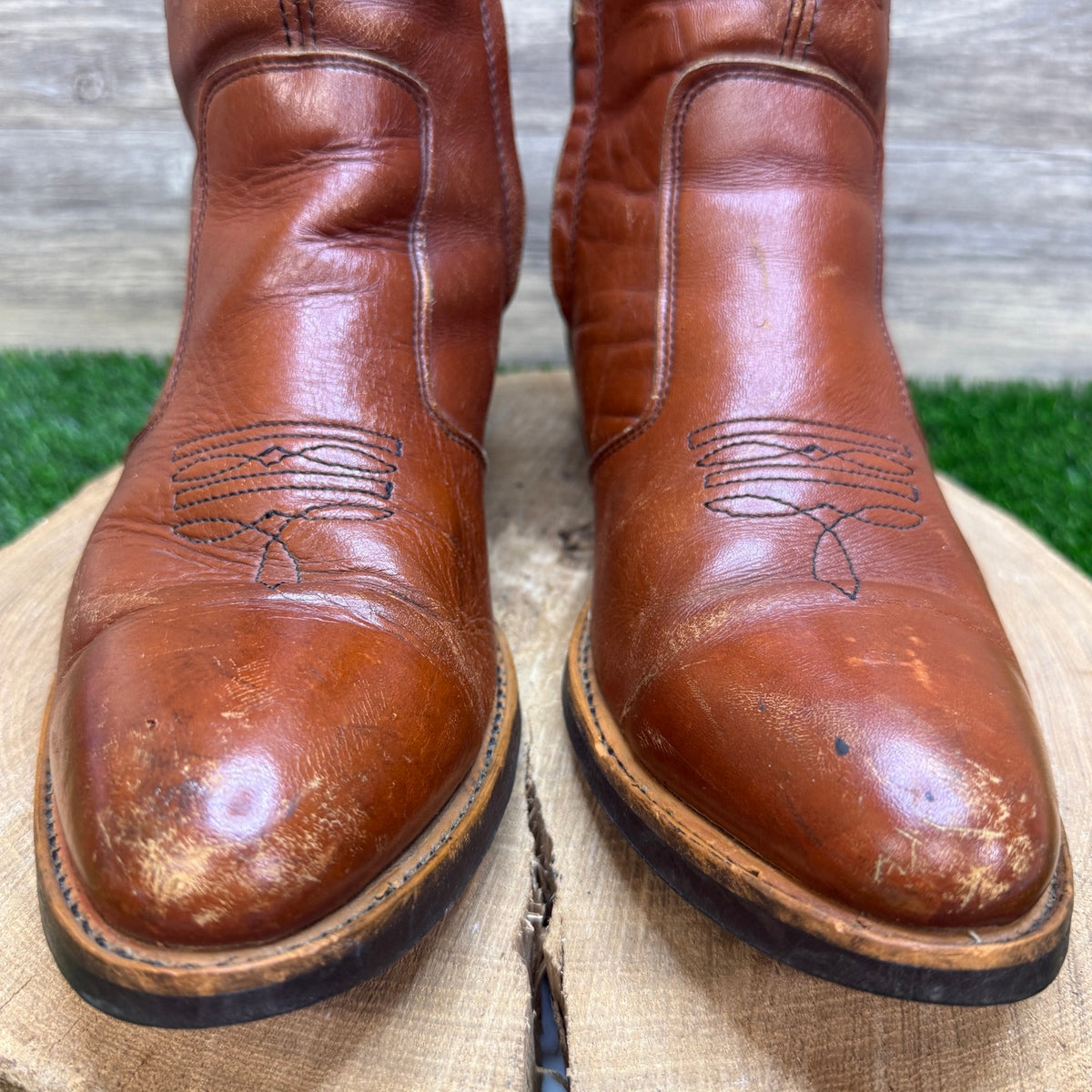 Wild Country Men - Size 12 - Cognac Leather Zipper Ankle Western Cowboy Boots
