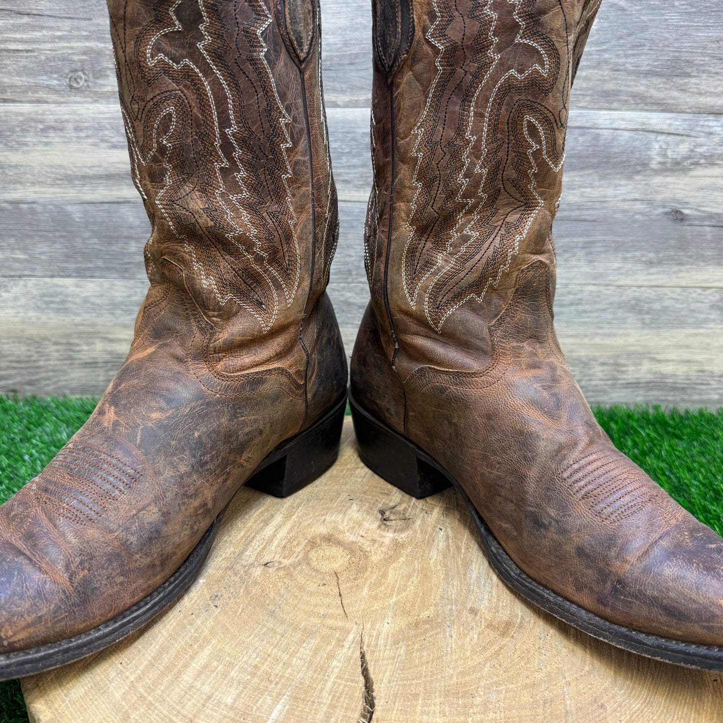 JB Dillon Men - Size 10D - Brown Goat Skin Cowboy Boots Style JBM3205