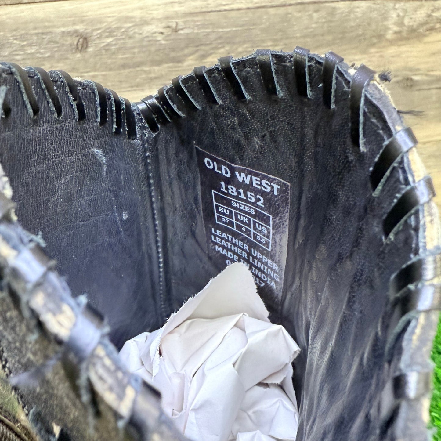 Old West Women - Size 5.5 - Distressed Black Zipper Boots 18152